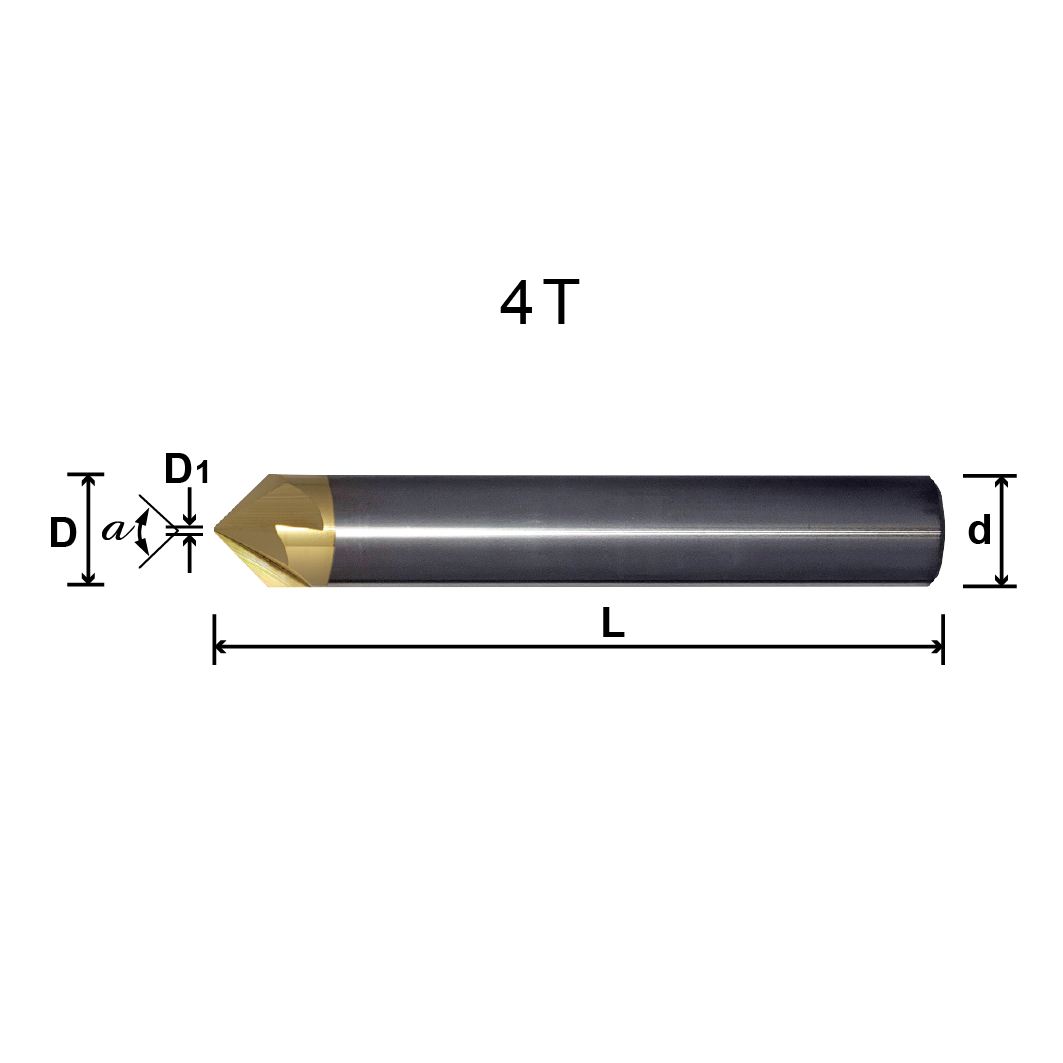 Tungsten Carbide Chamfering End Mill,4Flute-2R2WC