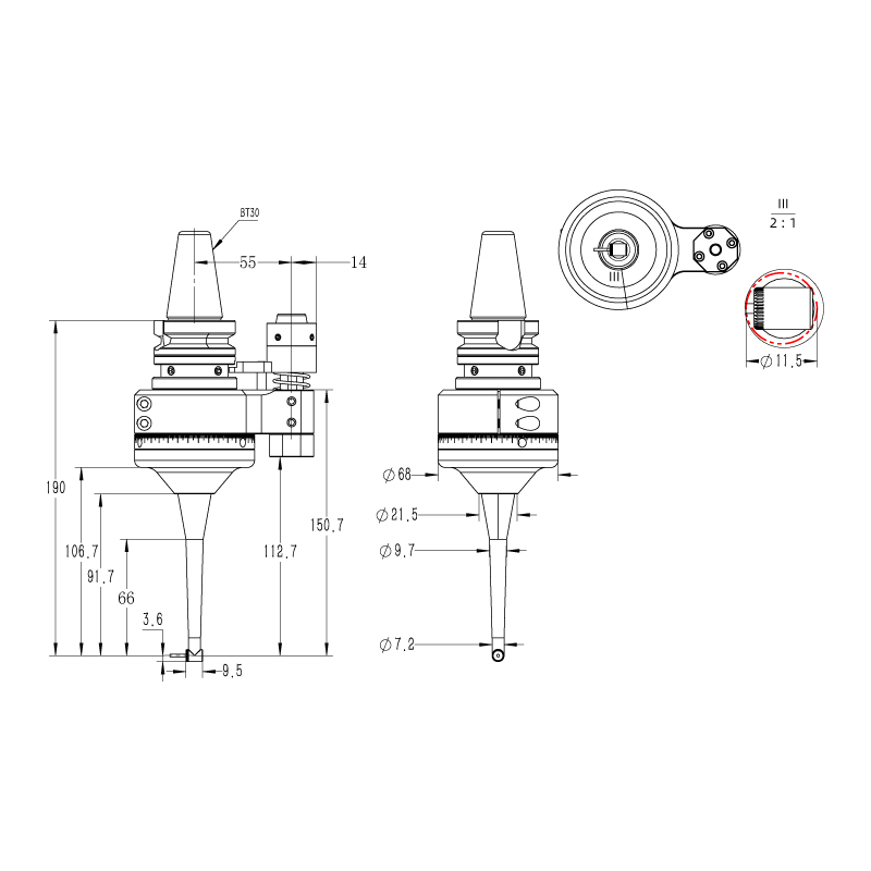 BT30, micro angle head-DK90-BT30-C1.6M
