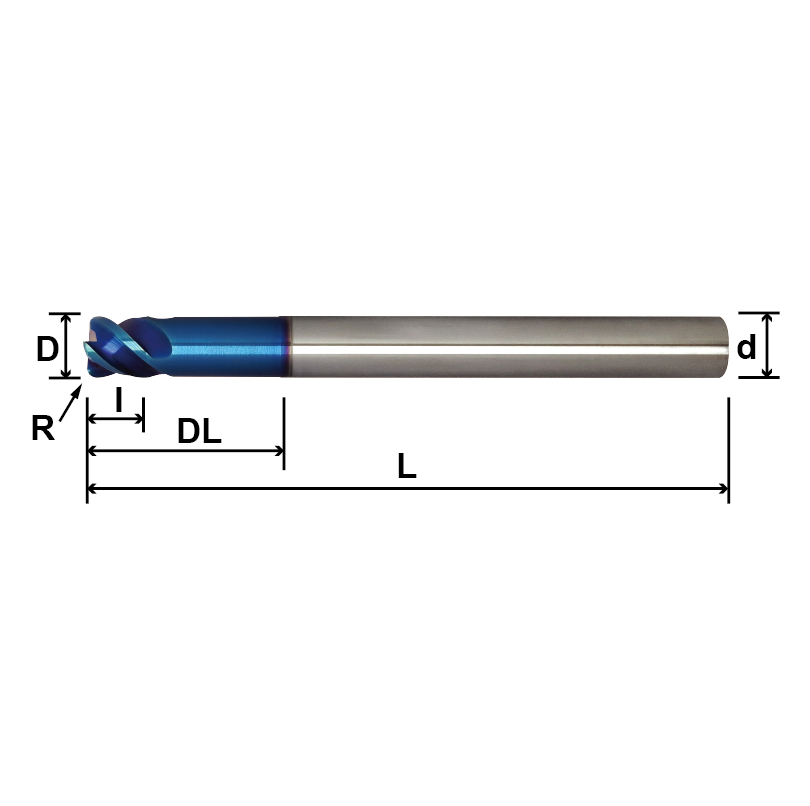 SLR4／MLR4(Corner Radius,Long Shank),4 Flutes-SLR4 / MLR4