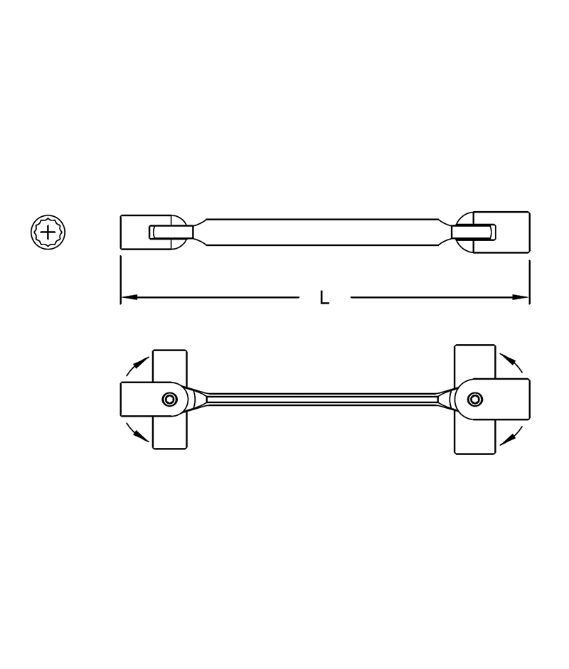 Metric Double Flexible Socket Wrenches - Mirror Finish-SKU:500607*